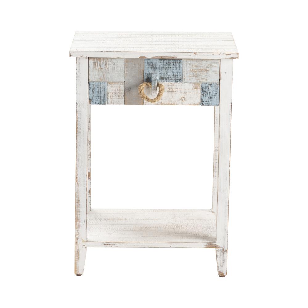 Crestview Collection Multi Color Nautical Patchwork 1 Drawer Accent Table. Picture 2