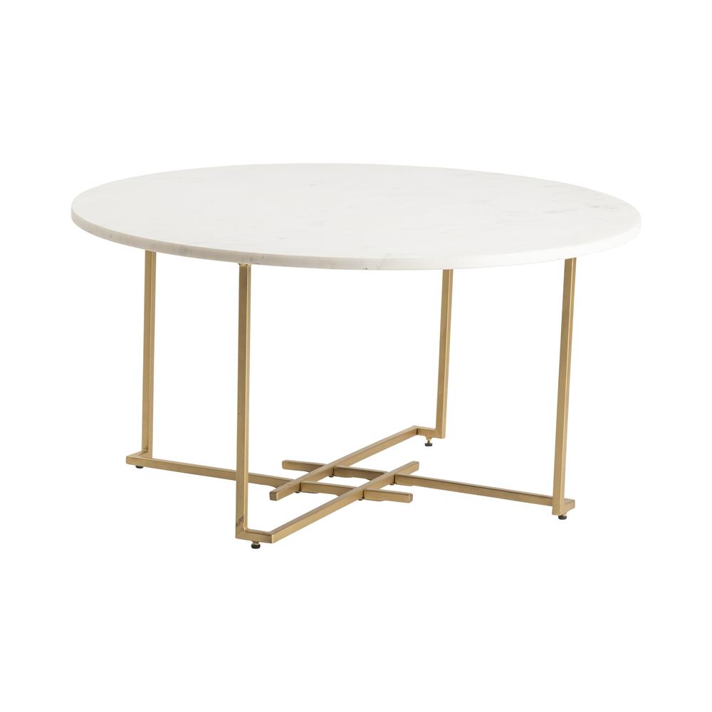 Crestview Collection Pembroke Round Cocktail Table Stone White. Picture 1