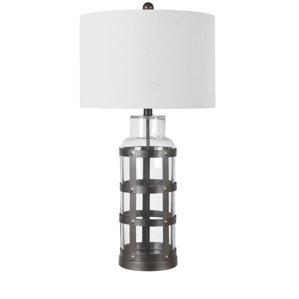 Crestview Collection Evolution Everly Glass Caged Table Lamp in Black. Picture 1