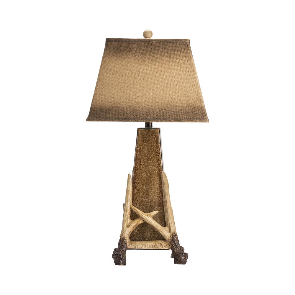 Crestview Collection CVABS1050 Antler Cage Table Lamp Lighting, Brown. Picture 3