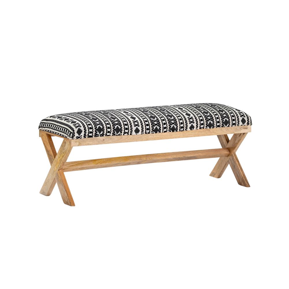 Evolution by Crestview Cassidy Aztec Wood Bench in Black and White. Picture 2