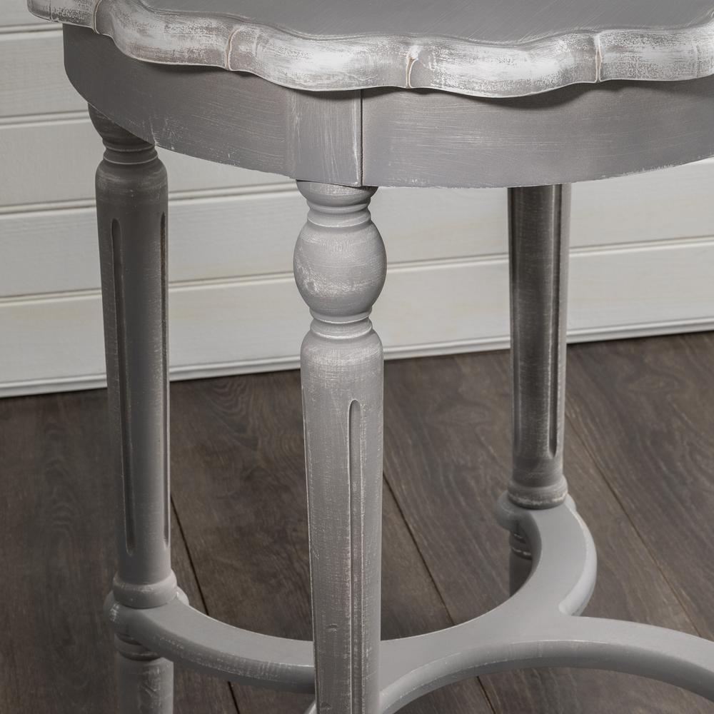Crestview Collection Pembroke Turned Leg Chalk Grey Scalloped Accent Table, Gray. Picture 4