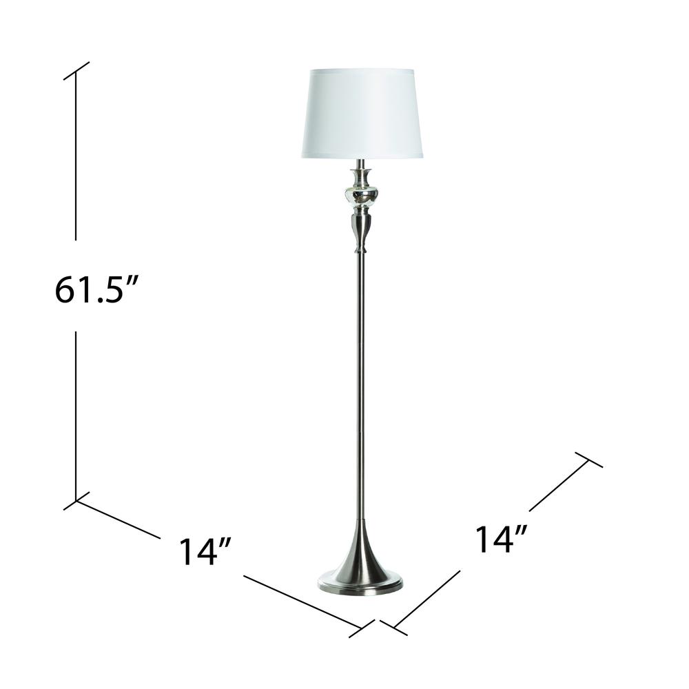 Crestview Collection Finely Brushed Nickle Floor Lamp with Glass Detail. Picture 5
