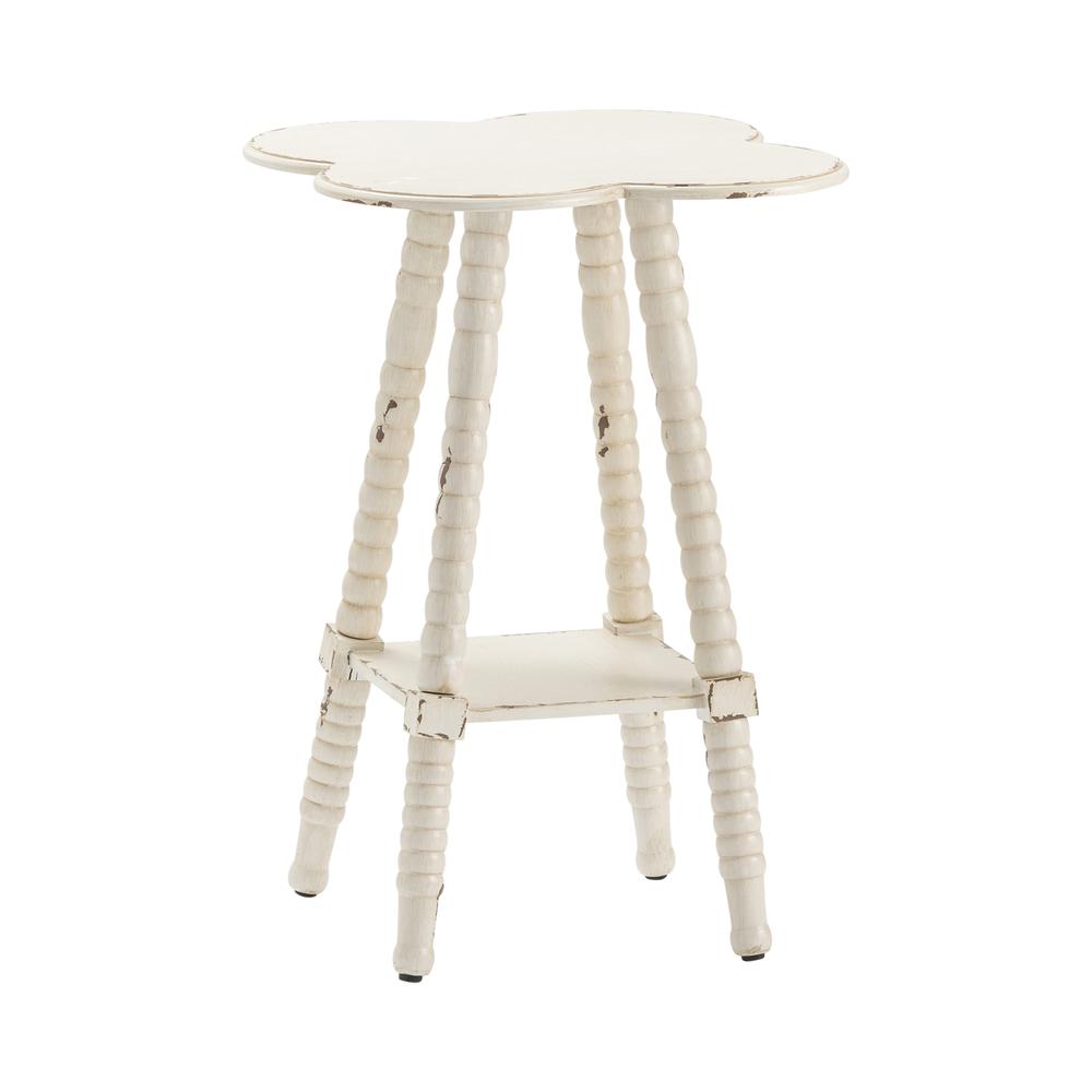 Crestview Collection CVFZR1485 Clover Shaped Accent Table Furniture, White. Picture 1