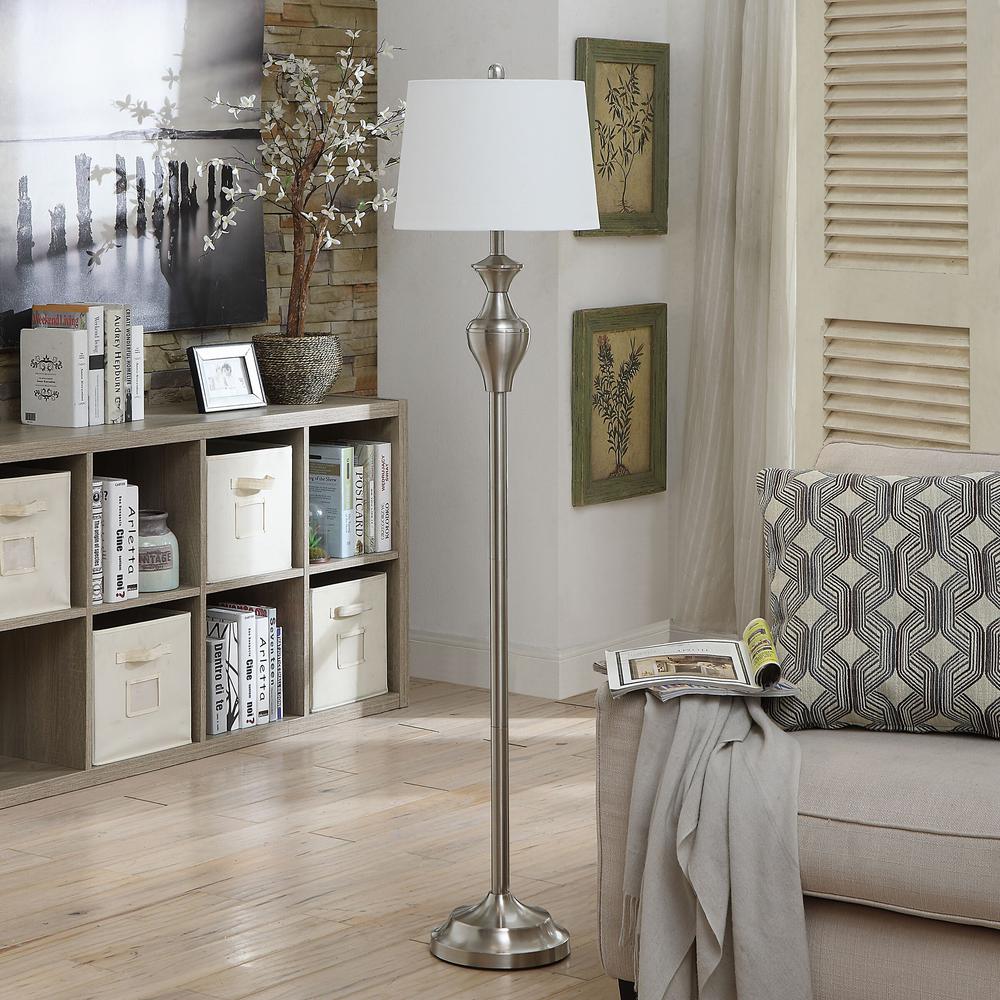 Crestview Collection Elliot 60 Inch Brushed Nickle Metal Finish Floor Lamp. Picture 2