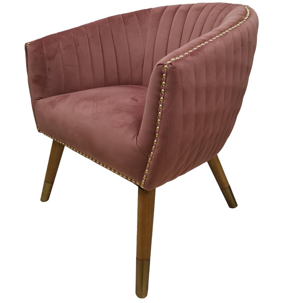 Crestview Collection Wood & Polyester Upholstery Rosslyn Accent Chair in Pink. Picture 2