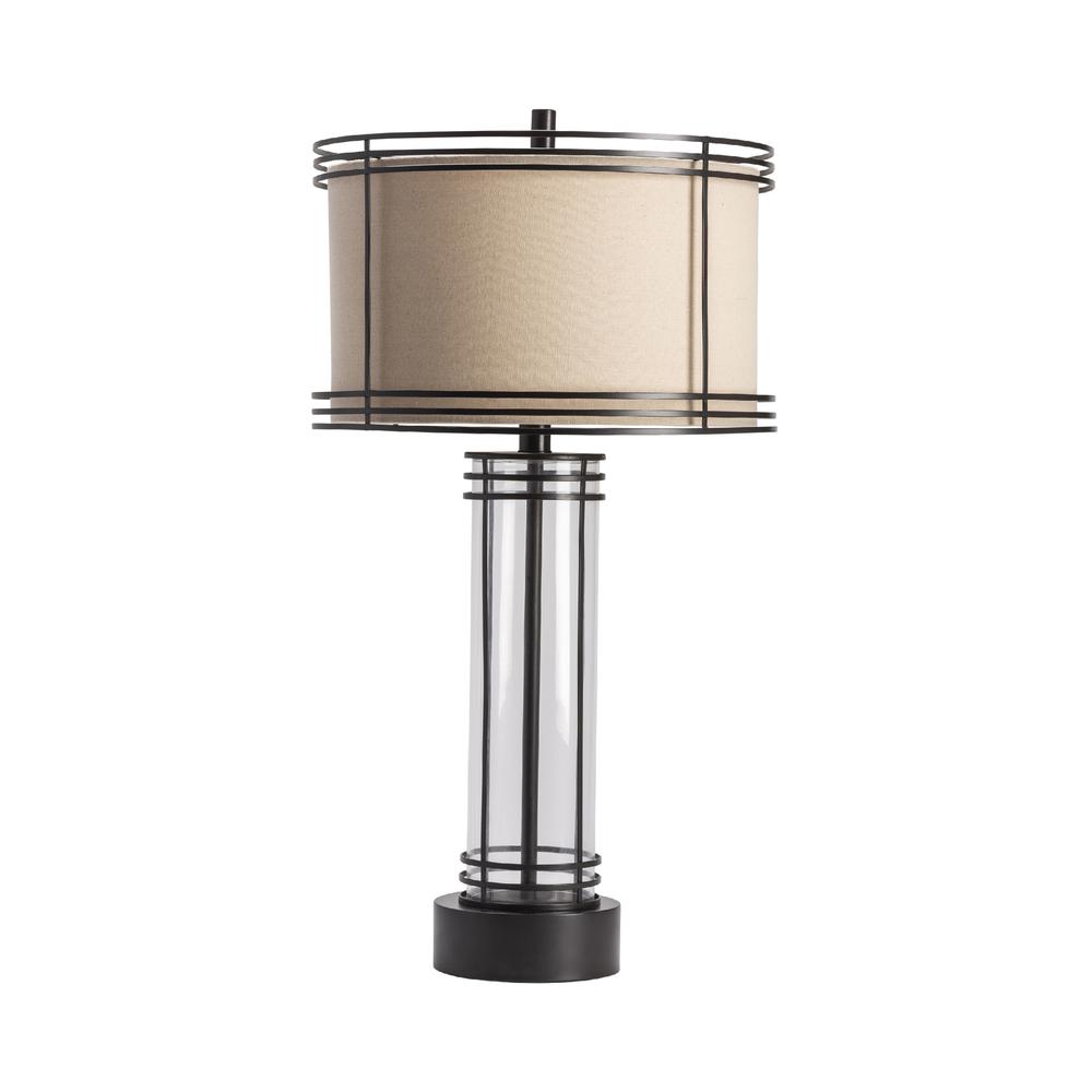 34"H Brown/Bronze Metal + Glass Table Lamp. Picture 2