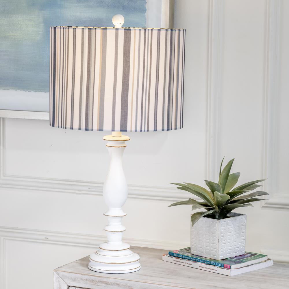 Crestview Collection Evolution Maribelle Resin Stripe Table Lamp in White. Picture 3