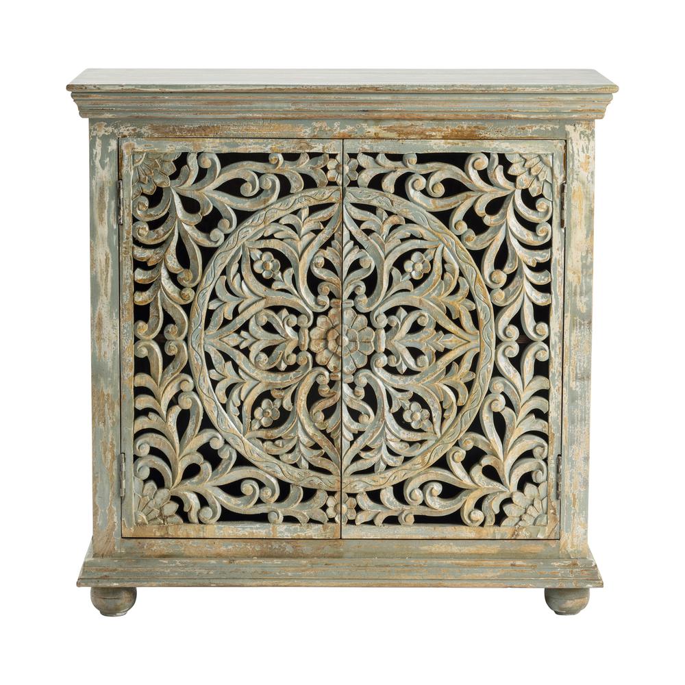 Crestview Collection Bengal Manor Mango Wood Carved 2 Door Cabinet Furniture. Picture 2