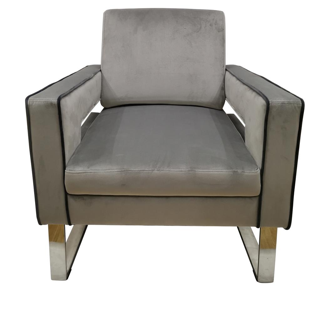 Crestview Collection Wood & Polyester Upholstery Newcastle Accent Chair in Gray. Picture 1