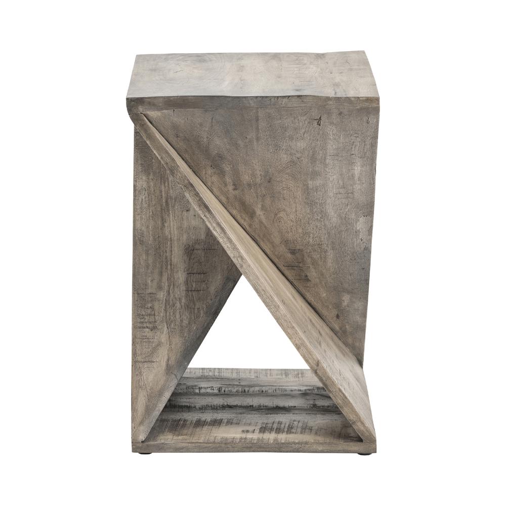 Crestview Collection Bengal Manor Mango Wood Grey Twist Square End Table. Picture 2