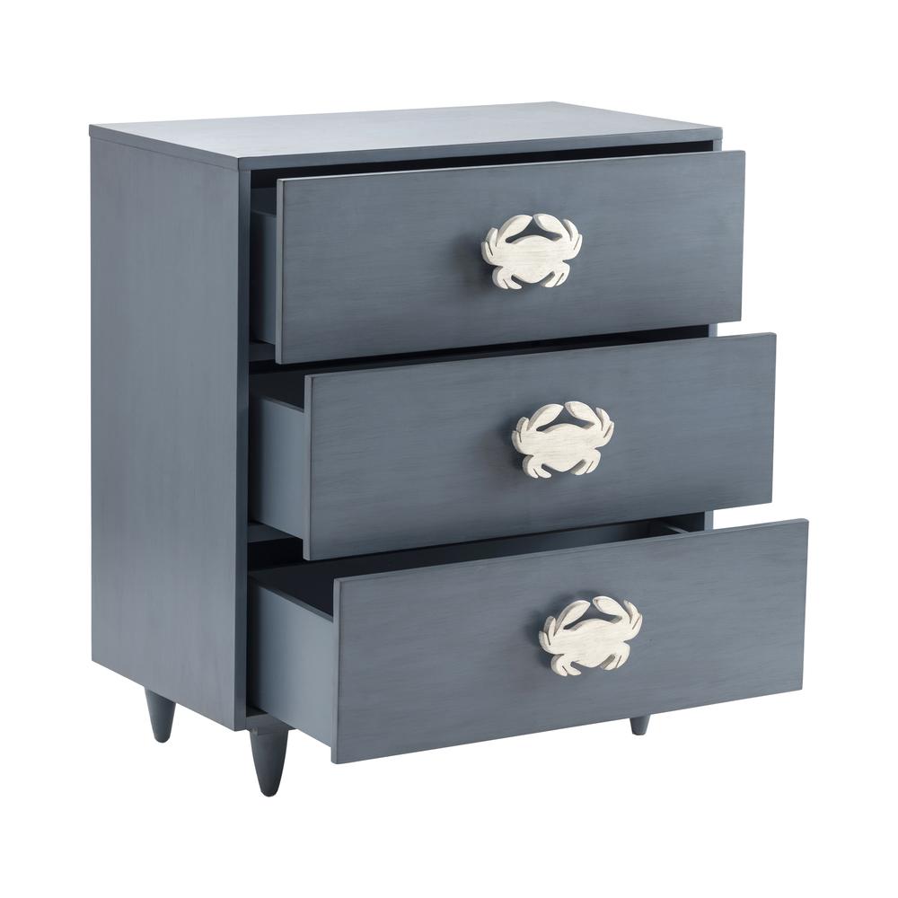 Crestview Collection CVFVR8222 31" 3 Drawer Blue Painted Cabinet Accessories. Picture 3