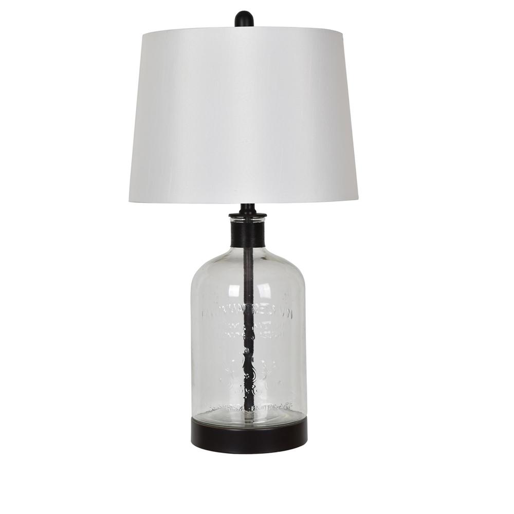 Crestview Collection Bailey Clear Glass and Black Metal Jar Style Table Lamp. Picture 1