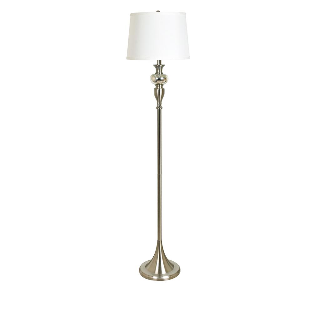 Crestview Collection Finely Brushed Nickle Floor Lamp with Glass Detail. Picture 1