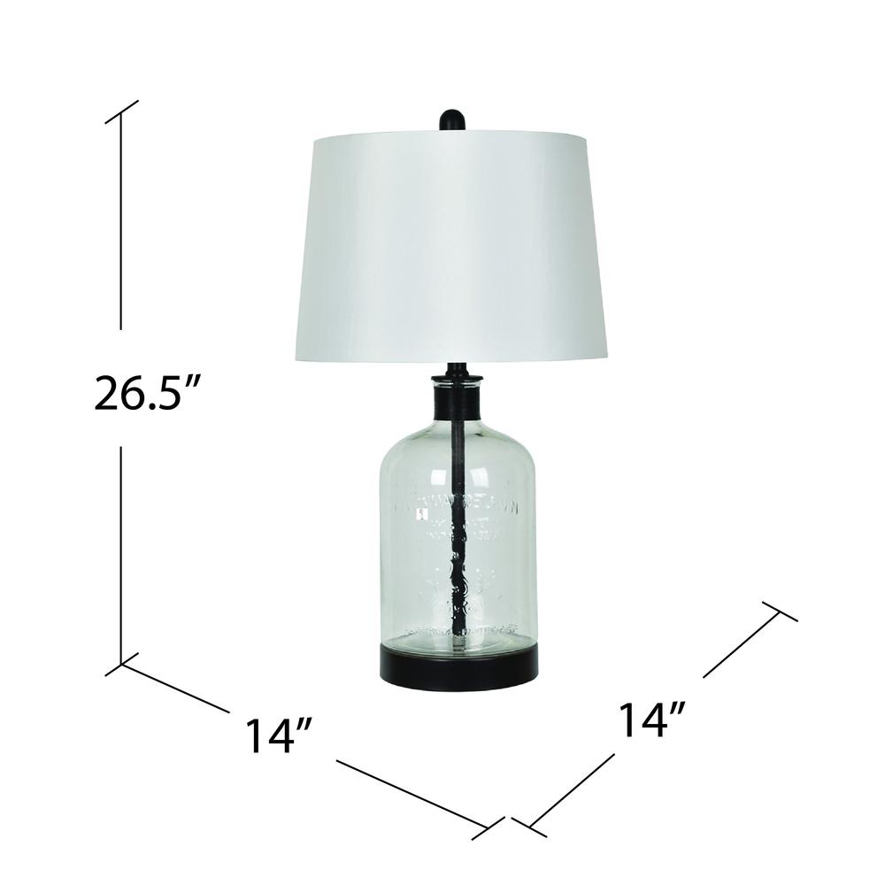 Crestview Collection Bailey Clear Glass and Black Metal Jar Style Table Lamp. Picture 3