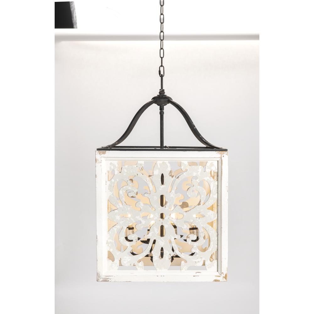 Mariah 29" White Wood and Metal Pendant Light. Picture 2