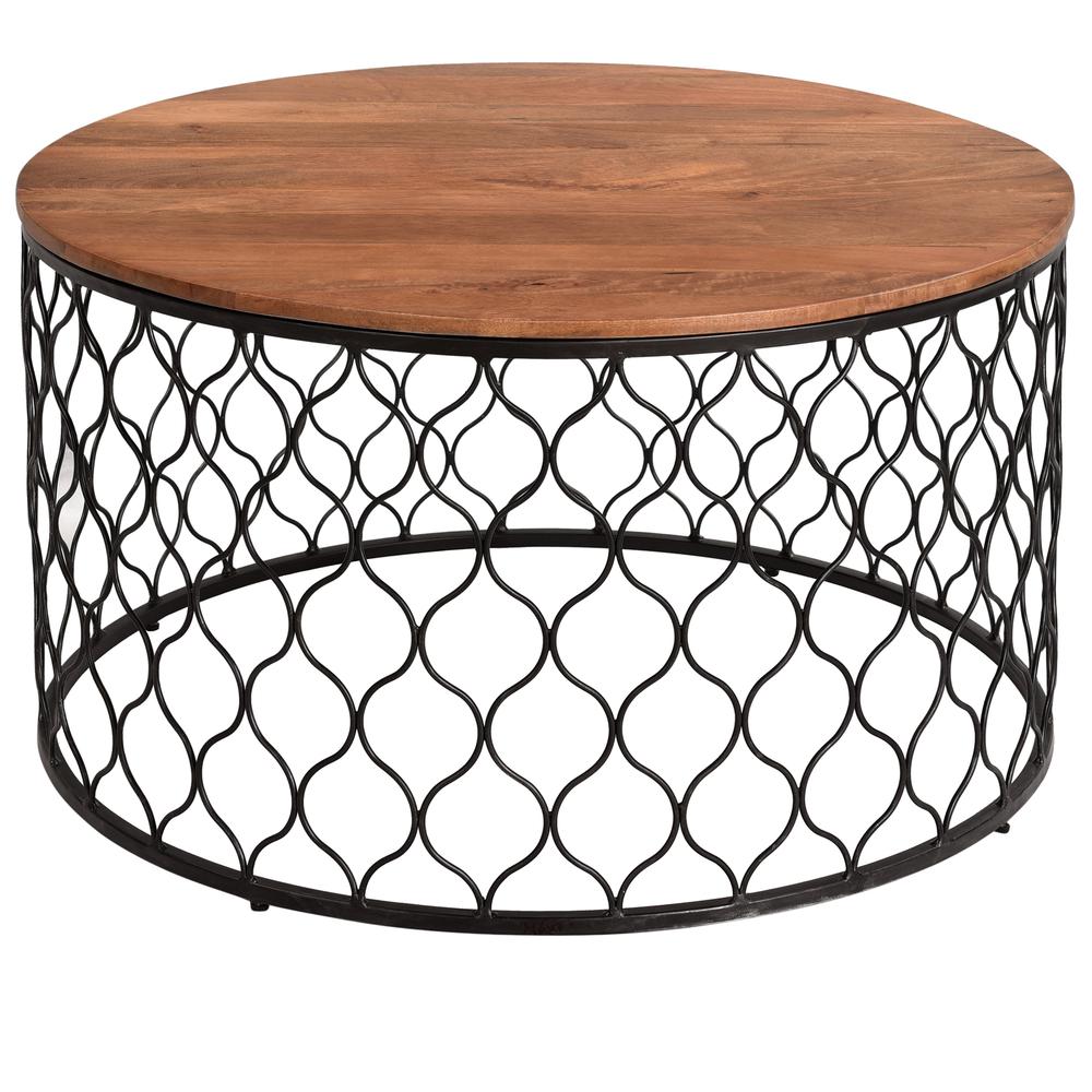 Crestview Collection Jonathan Wood & Metal Coffee Table in Black & Brown. Picture 2