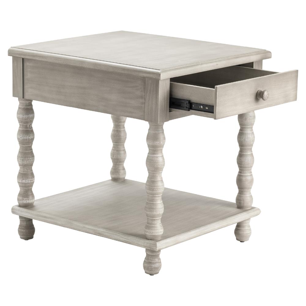 Crestview Collection Pembroke Turned Leg Chalk Grey 1 Drawer End Table Furniture. Picture 3