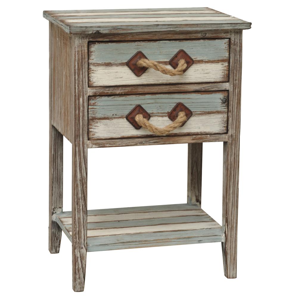 Crestview Collection Nantucket 2 Drawer Weathered Wood Accent Table. Picture 1