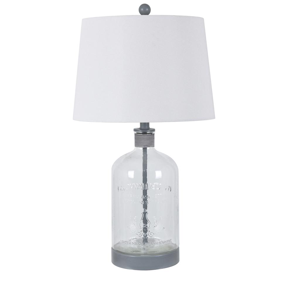 Crestview Collection Evolution Veda Glass Mason Jar Table Lamp in Gray. Picture 1