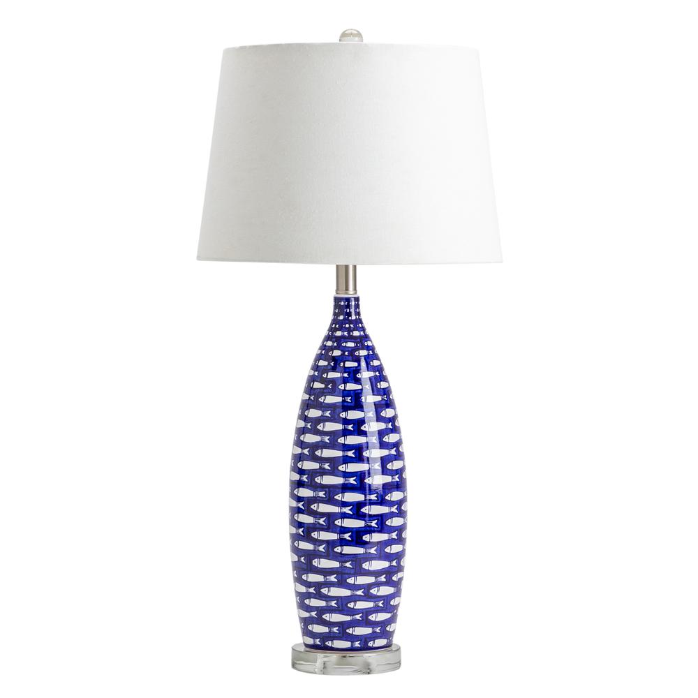 Crestview Collection Evolution MYA Ceramic Fish Lamp in Blue. Picture 2