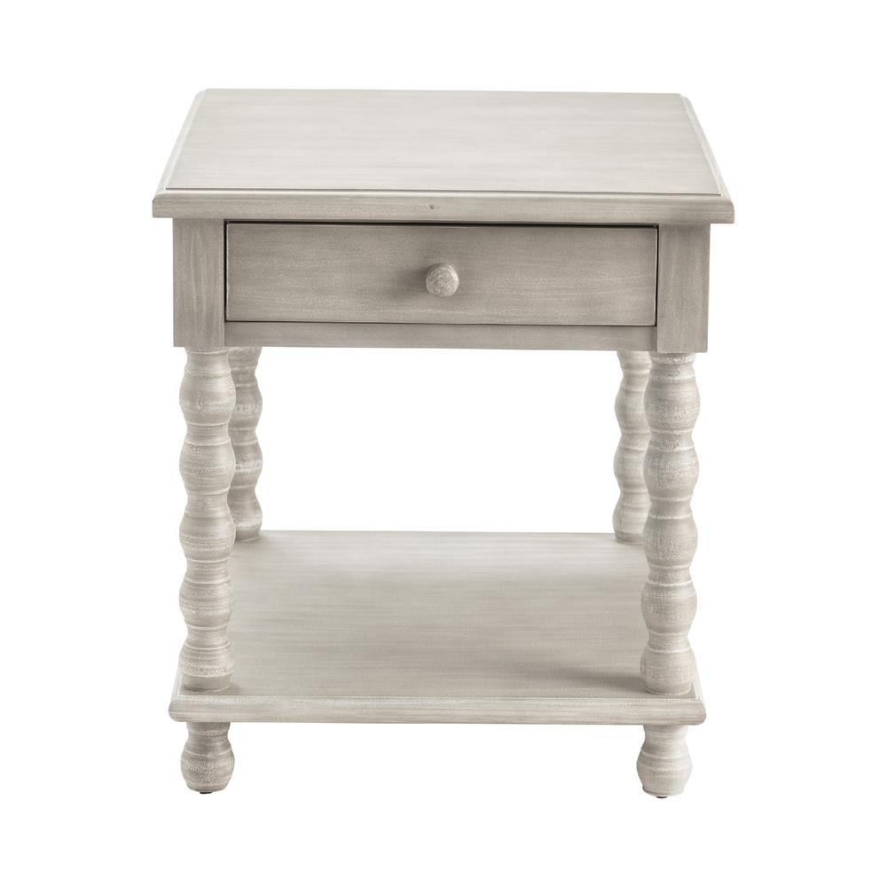 Crestview Collection Pembroke Turned Leg Chalk Grey 1 Drawer End Table Furniture. Picture 2