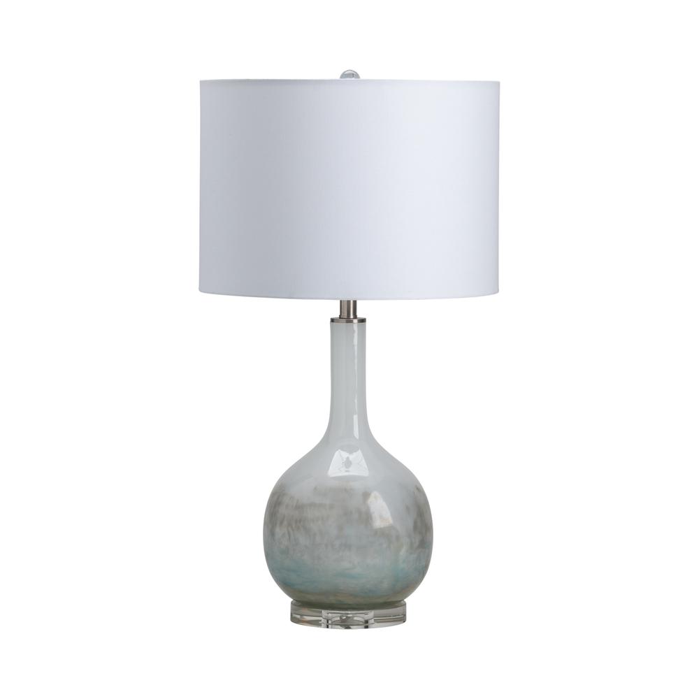 Crestview Collection Starling Table Lamp, Iridescent Blue, Glass Body and Crystal Base. Picture 1