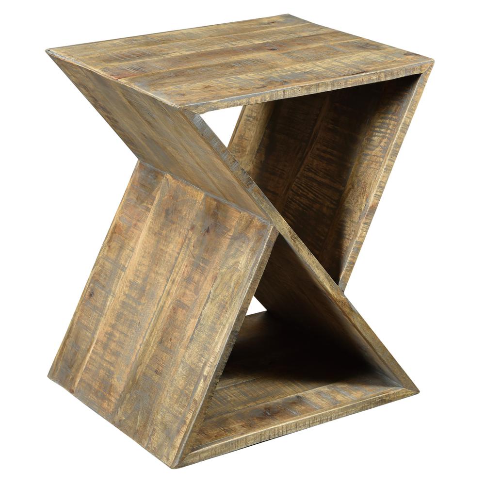 Bengal Manor Mango Wood Angled End Table. Picture 1
