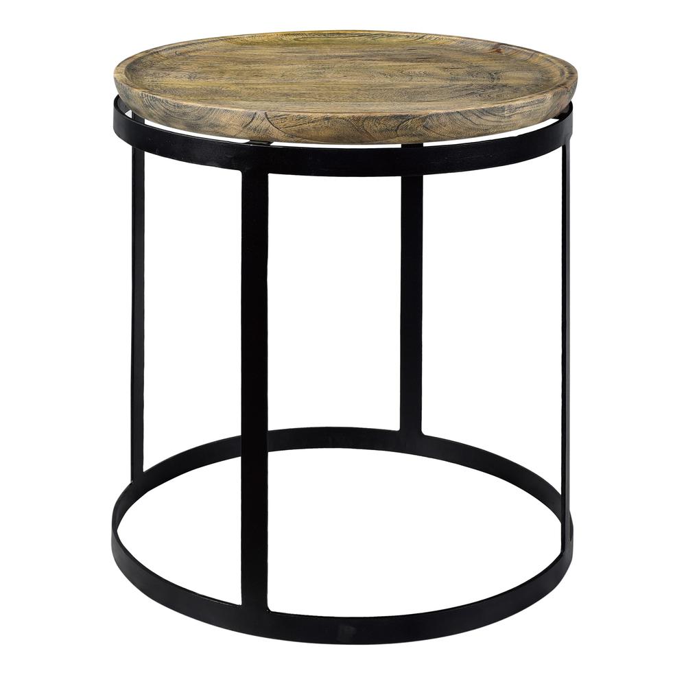 Crestview Collection Bengal Manor Mango Wood and Metal Round End Table Furniture. Picture 1