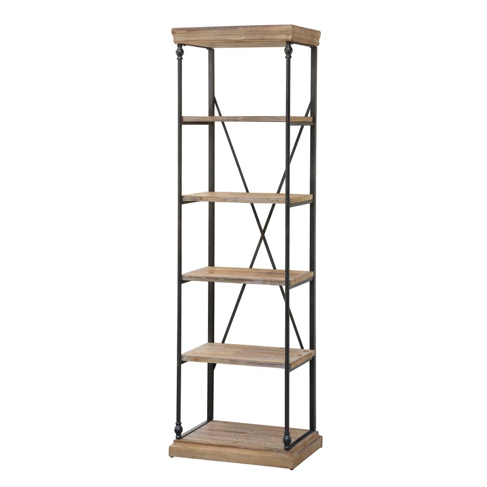 Crestview Collection CVFZR1910 La Salle Metal and Wood Etagere Furniture, Brown. Picture 1