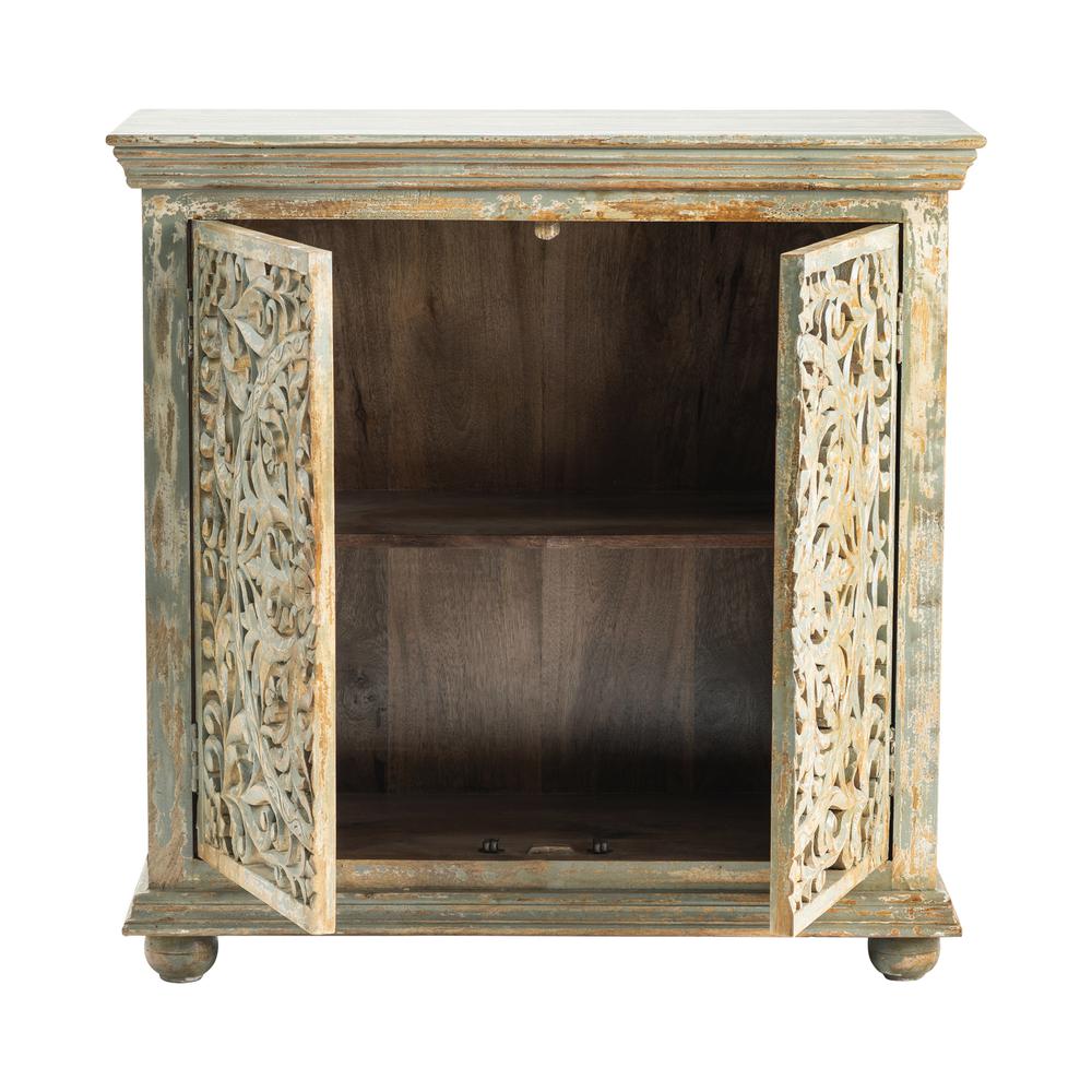 Crestview Collection Bengal Manor Mango Wood Carved 2 Door Cabinet Furniture. Picture 3
