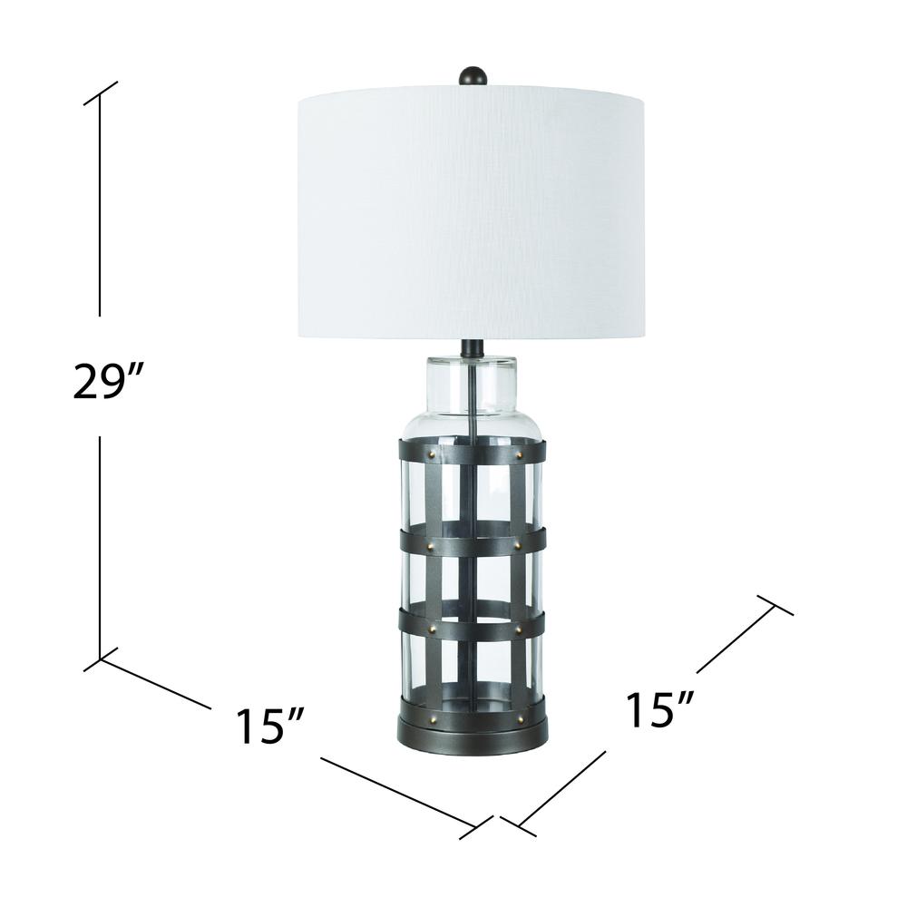 Crestview Collection Evolution Everly Glass Caged Table Lamp in Black. Picture 2