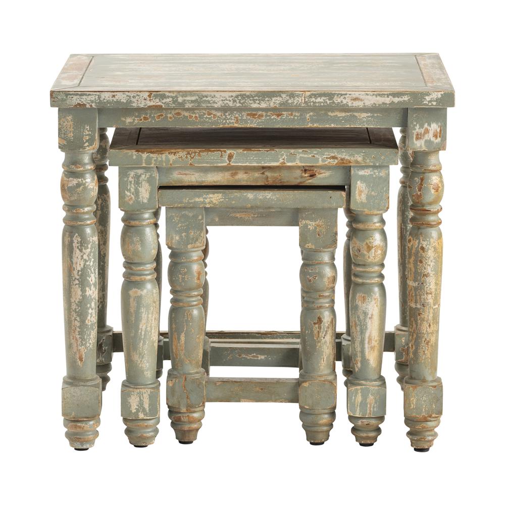 Crestview Collection Bengal Manor Distressed Grey Set of Nested Tables, Gray. Picture 2