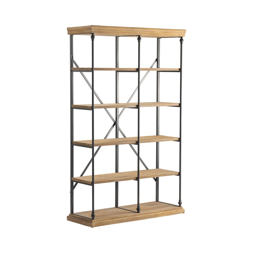 Crestview Collection La Salle Metal and Wood Bookshelf Furniture, Brown. Picture 1