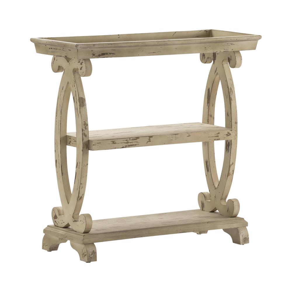 Crestview Collection Newport Distressed White Shaped Console Table Furniture. Picture 1