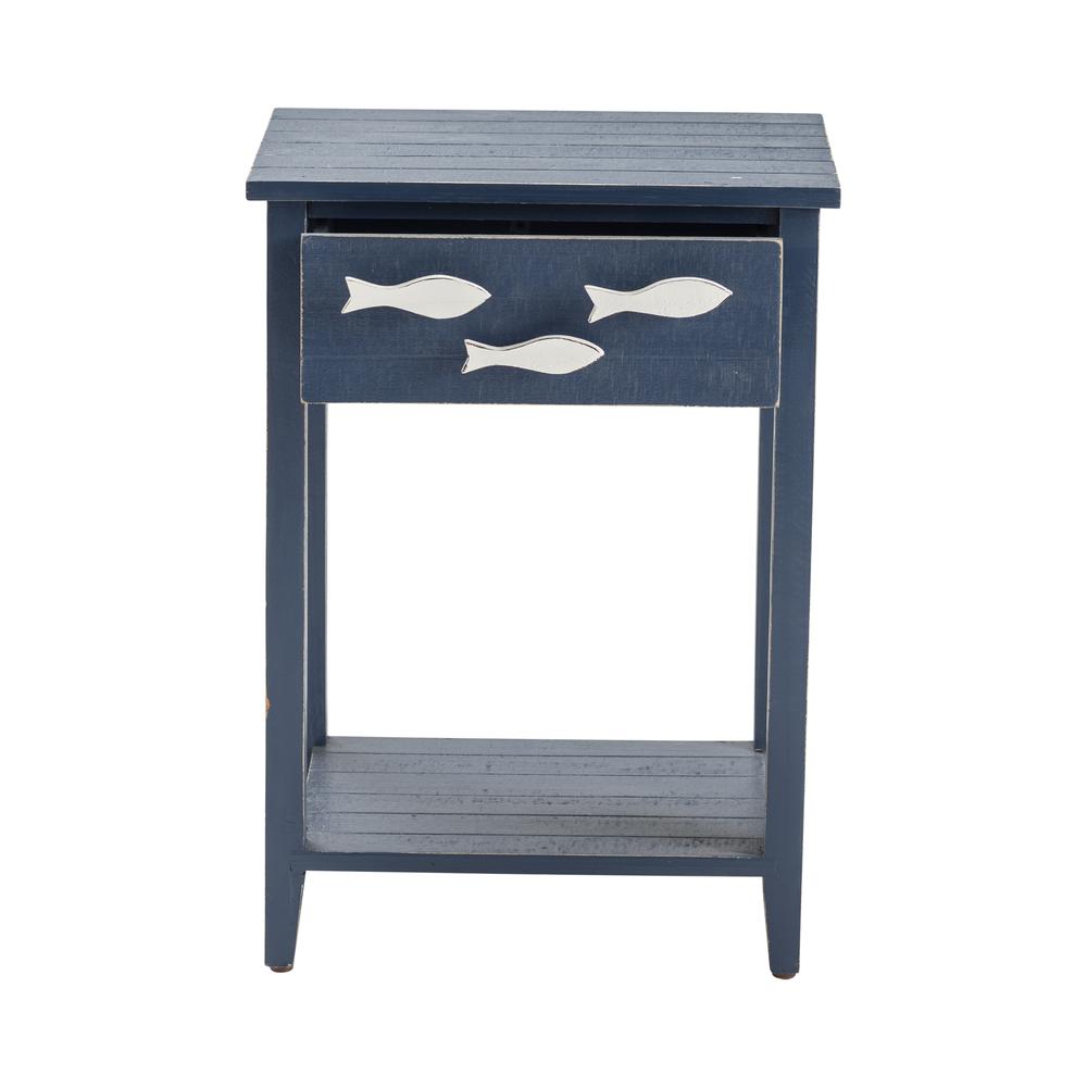 Crestview Collection Nautical Navy 1 Drawer Accent Table w/Fish Hardware. Picture 2