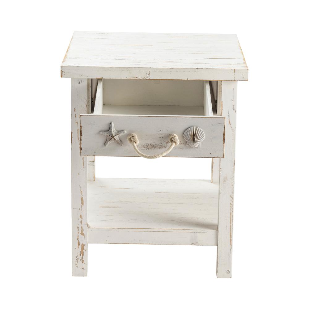 Crestview Collection CVFZR1521 Seaside White Coastal End Table Furniture. Picture 3