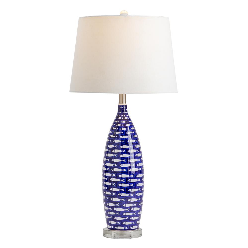 Crestview Collection Evolution MYA Ceramic Fish Lamp in Blue. Picture 1