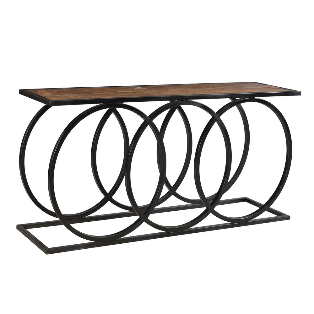 Crestview Collection Bengal Manor 3 Circles Metal and Wood Console Household. Picture 1
