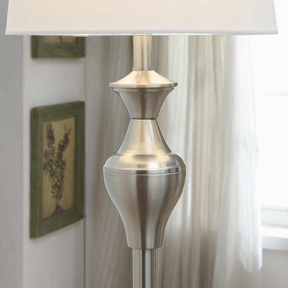 Crestview Collection Elliot 60 Inch Brushed Nickle Metal Finish Floor Lamp. Picture 3