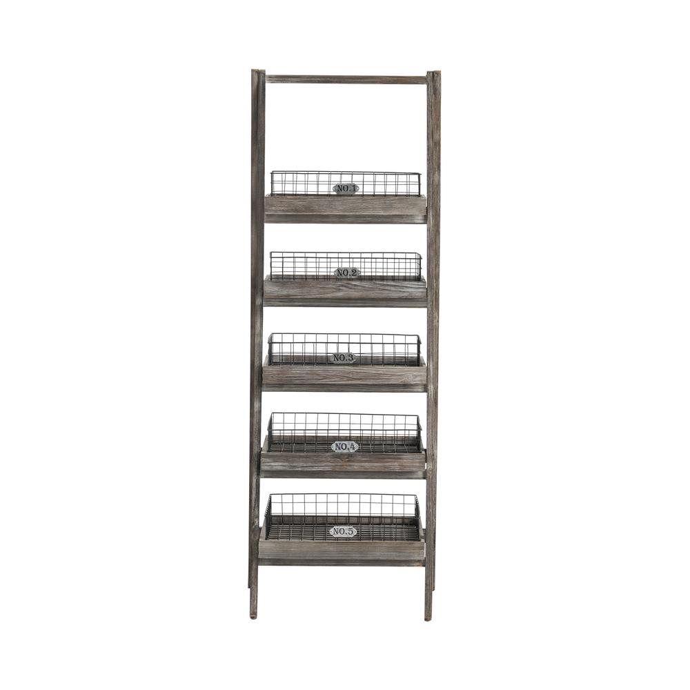 Hastings 5 Tier Charcoal Grey Angled Etagere with Removable Metal Baskets. Picture 2