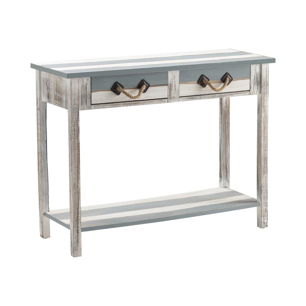 Crestview Collection Nantucket 2 Drawer Weathered Wood Console Furniture, White. Picture 2