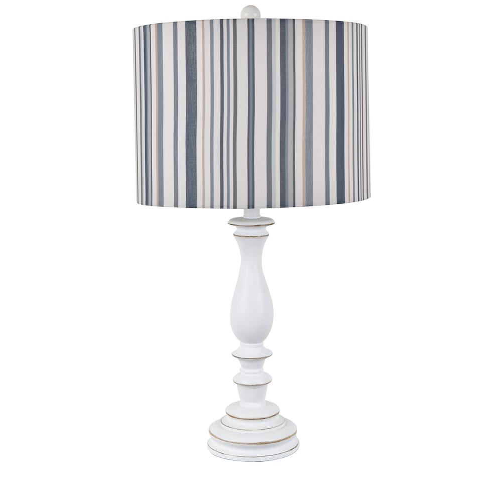 Crestview Collection Evolution Maribelle Resin Stripe Table Lamp in White. Picture 2