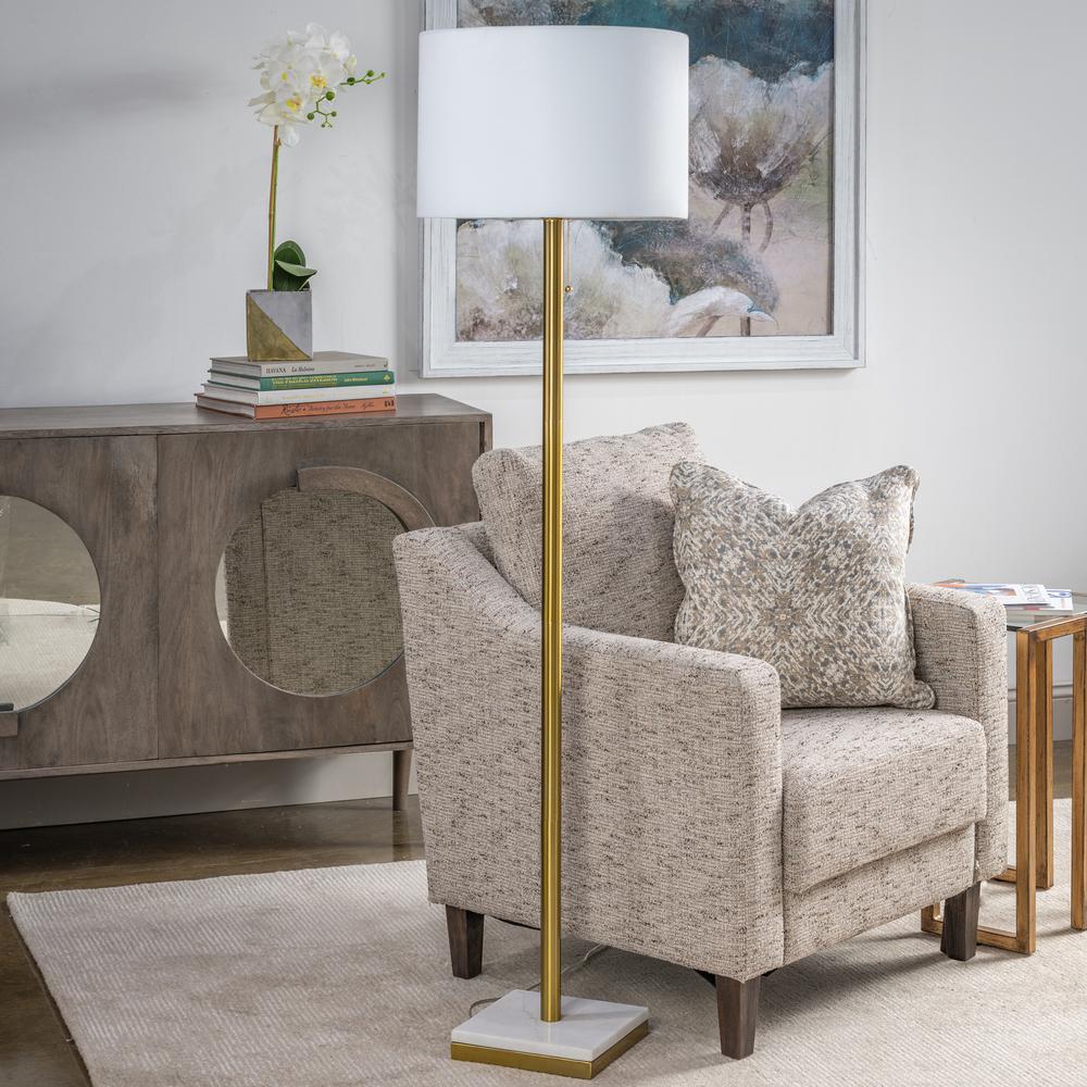 62" Metal Floor Lamp With Marble Base. Picture 2