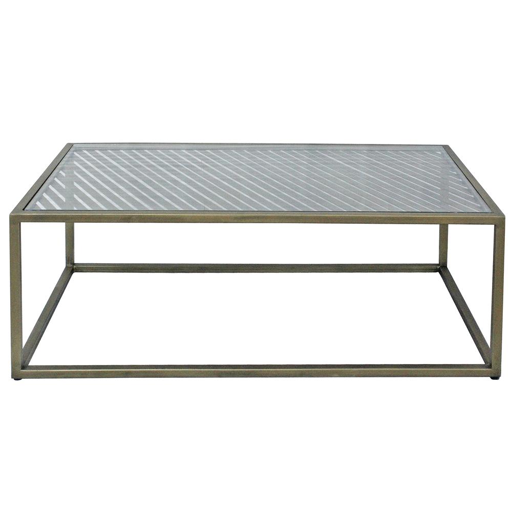 Christian Gold Metal and Glass Coffee Table. Picture 1