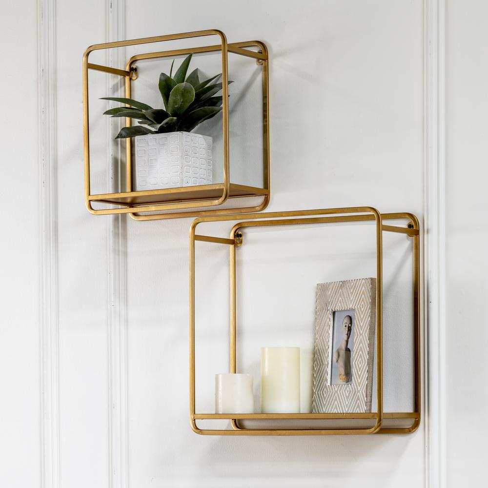 Evolution by Crestview Collection Monica S/2 Metal Wall Holders in Gold. Picture 4