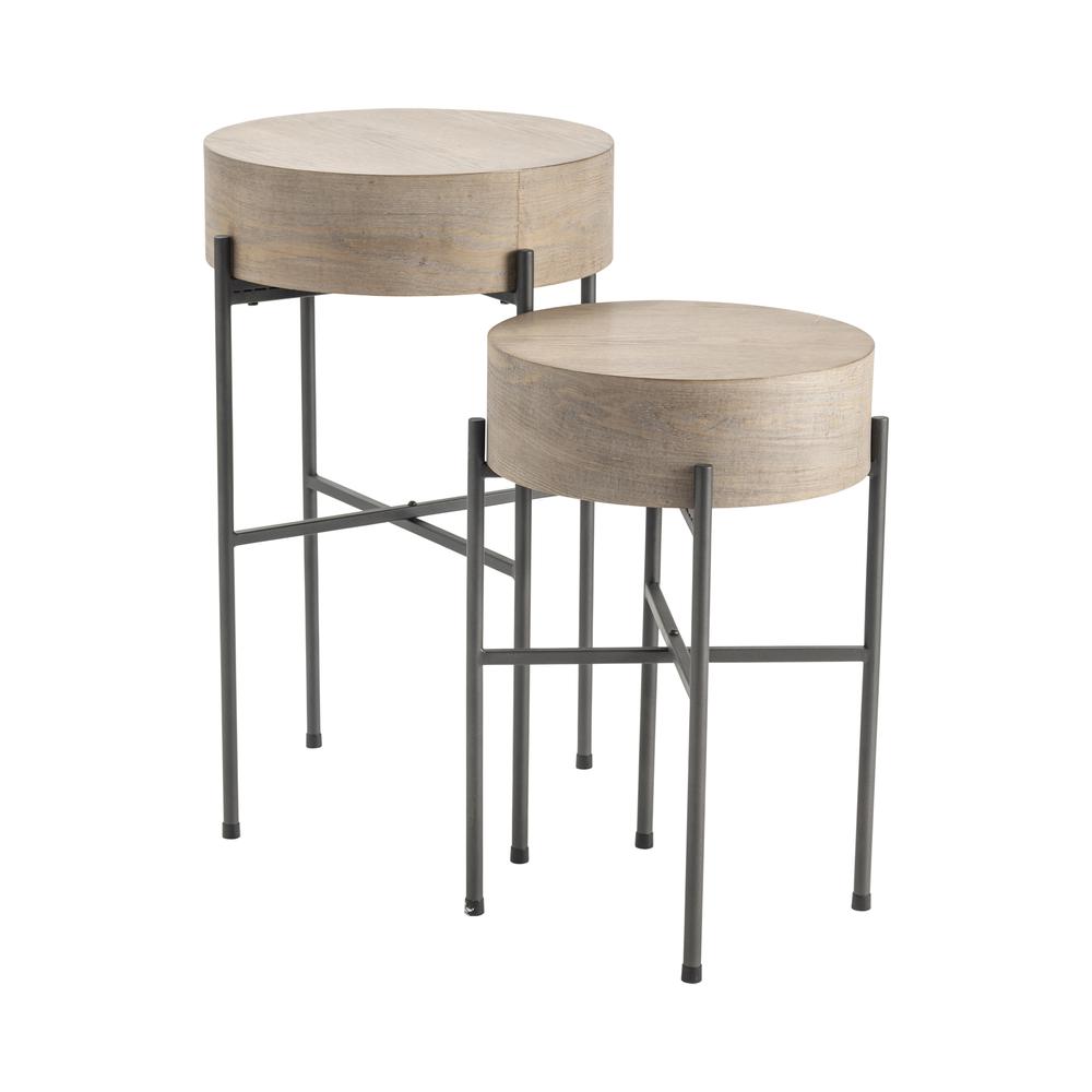 Crestview Collection Normandy Accent Table Set, Tan & Black, Metal & Wood. Picture 1