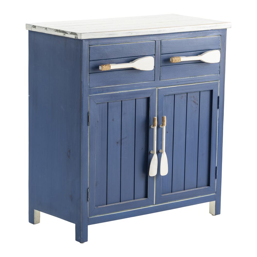 Crestview Collection Cape May Azure Blue and White Paddle Cabinet Furniture. Picture 1