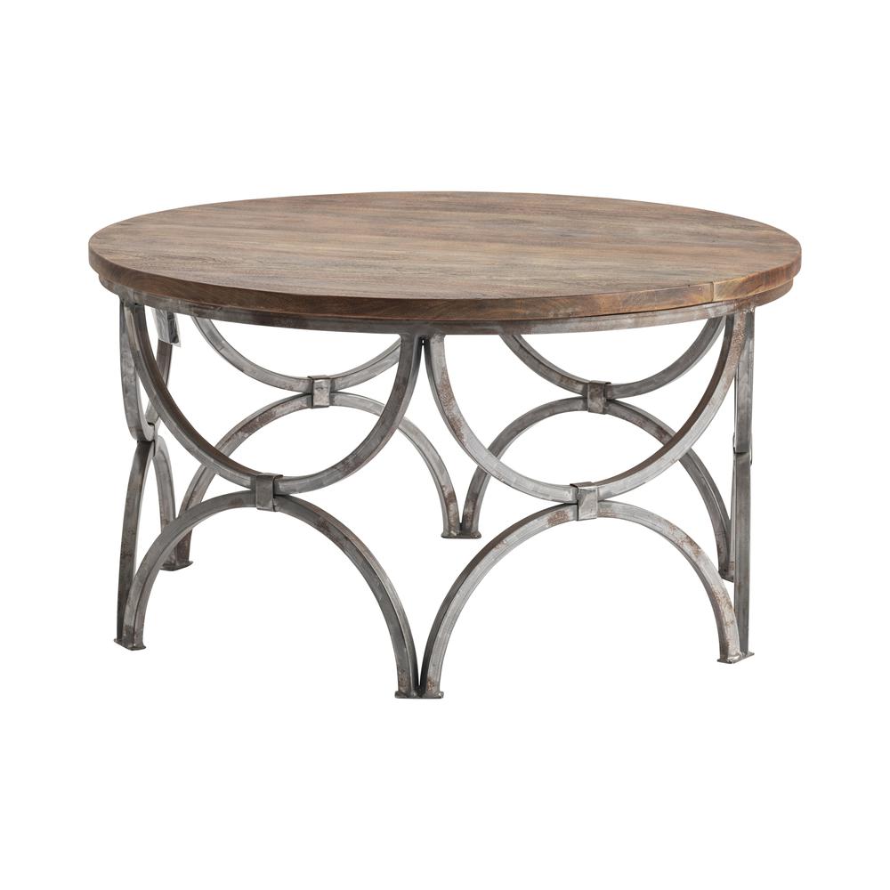 Crestview Collection Bengal Manor Mango Wood and Steel Round Cocktail Table. Picture 1
