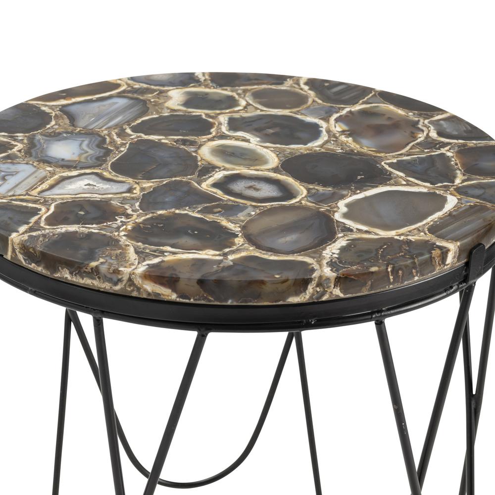 Crestview Collection Baxter Black Agate Accent Table with Metal Frame. Picture 3